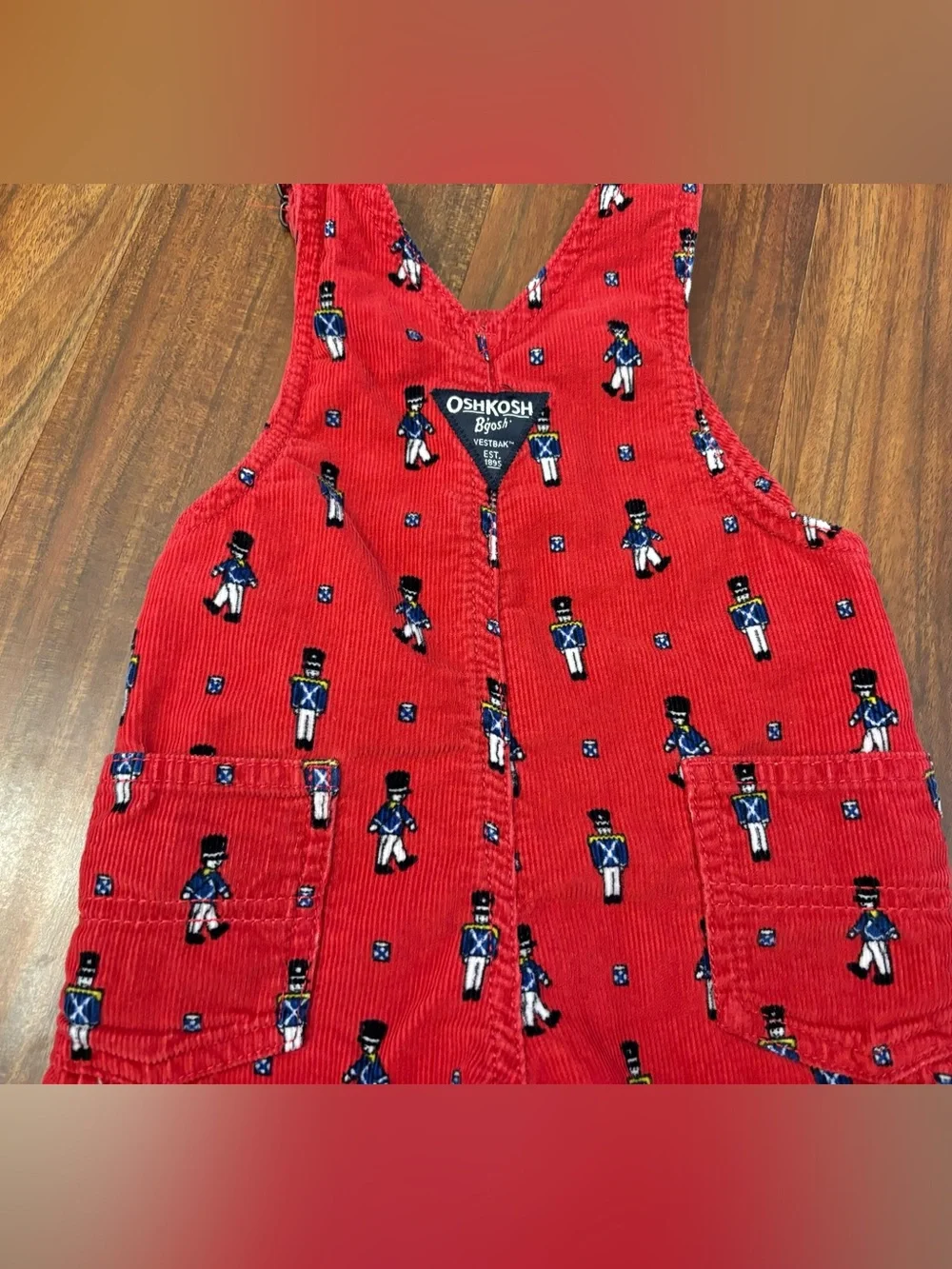 Osh Kosh B’Gosh Toy Soldier Nutcracker Red Corduroy Overalls